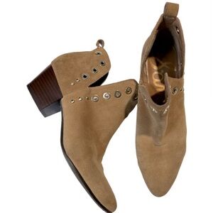 ❤️ SAM EDELMAN Tan Suede Ankle Booties good grommets